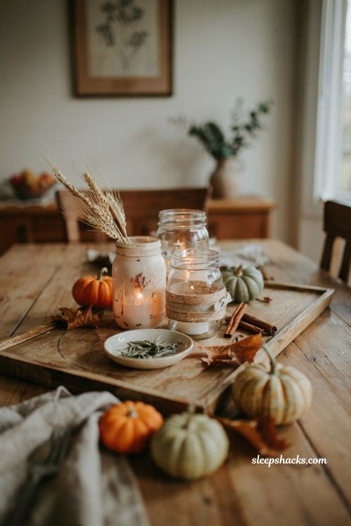 Fall candle jar ideas with mason jars rustic twine and cozy autumn decor