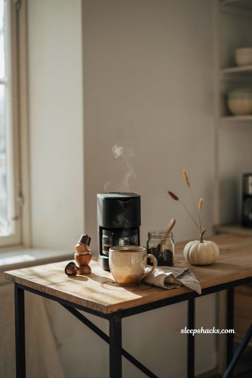 Fall coffee station ideas with everyday essentials cozy mug and simple autumn decor