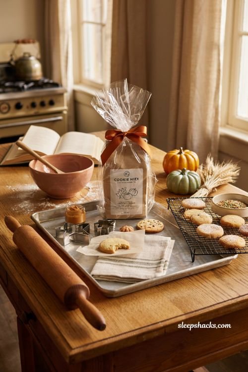Fall cookie baking boo basket ideas with cookie cutters sprinkles and baking gifts