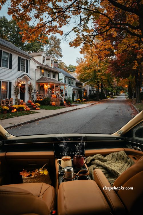 Fall date ideas for touring decorated neighborhoods at night