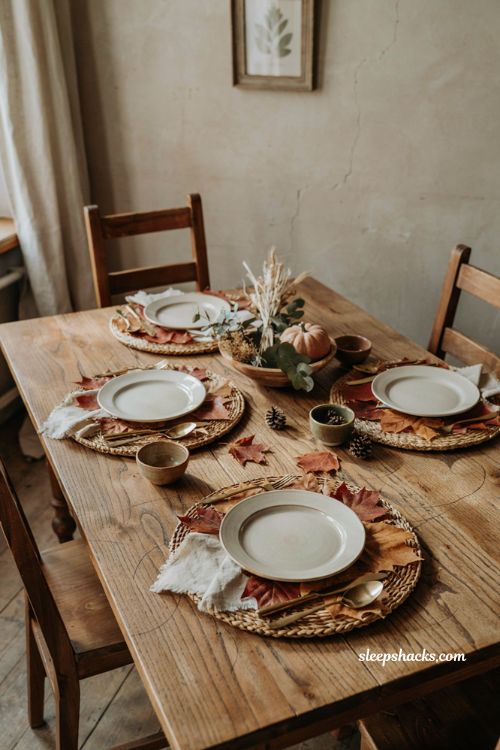 Fall leaf edged plate chargers for rustic autumn table decor