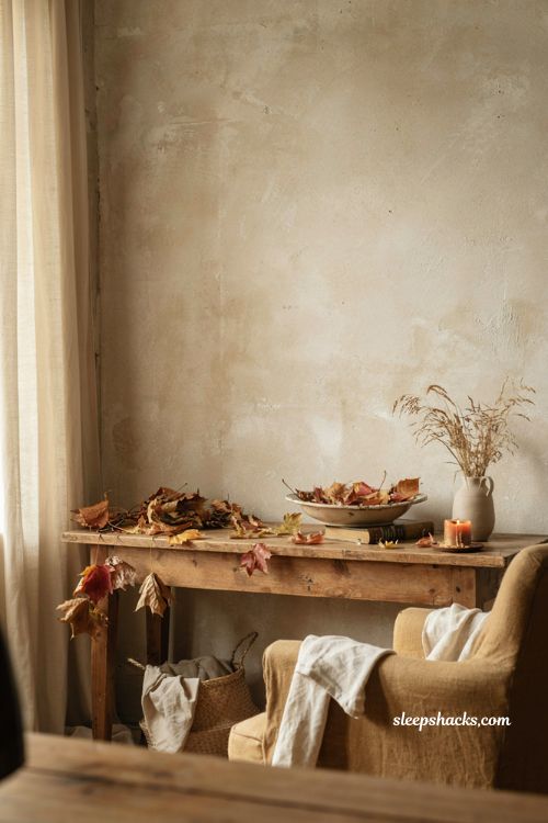 Fall leaves decor with natural autumn foliage for cozy home styling