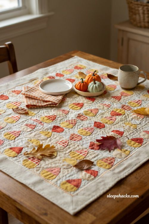 Fall table runner patterns with playful candy corn mini quilt 
