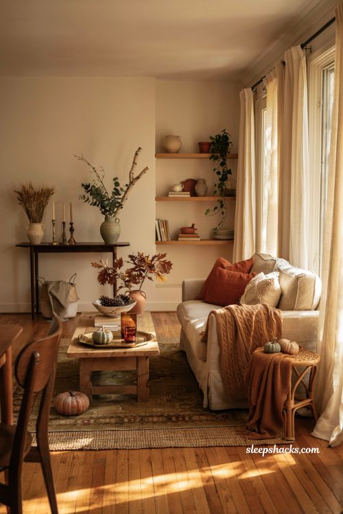 Foraged leaves and acorn bowl ideas for cozy indoor fall decor