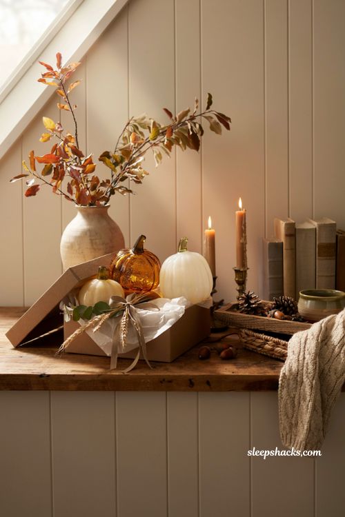 Glass pumpkin decor ideas with a beautifully wrapped hand blown pumpkin gift for fall entertaining