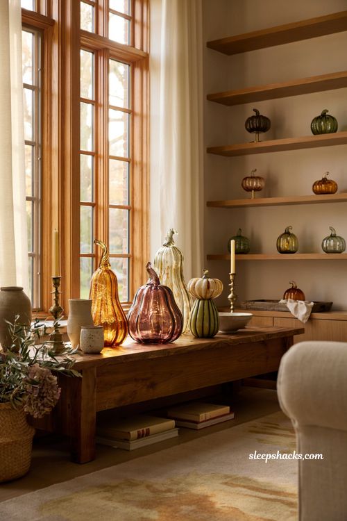 Glass pumpkin decor ideas with handcrafted artisan glass pumpkins for timeless autumn home styling