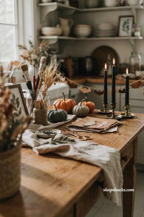 Halloween DIY crafts with cozy vintage supplies and handmade home decor