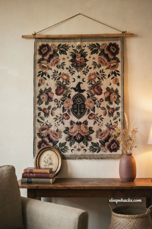 Halloween blanket wall tapestry dark witchy seasonal room decor