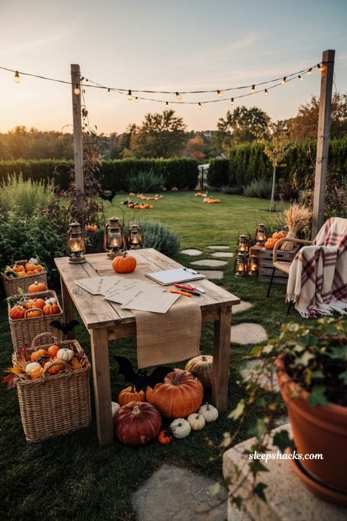 Halloween scavenger hunt and bingo game ideas for an outside party