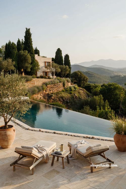 Hillside infinity pool ideas with elevated landscape views