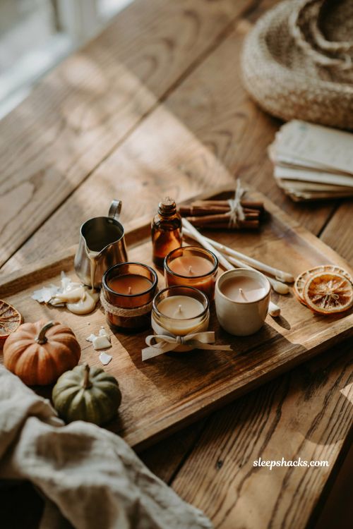 Mini votive fall candle set with twine and cozy DIY candle gift ideas