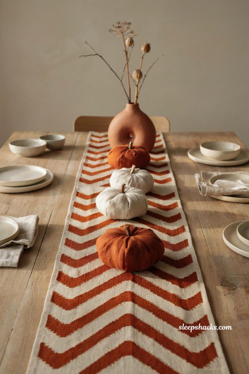 Modern fall table runner patterns with chevron zigzag design 