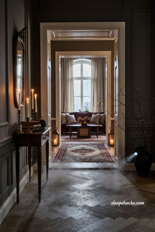 Moody fog and candlelight Halloween house party ideas for adults