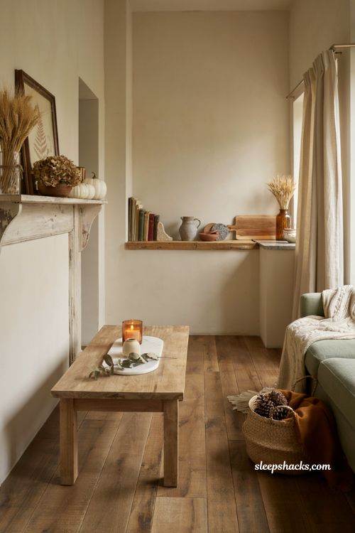 Natural stone accents for cozy farmhouse fall decor with warm rustic textures