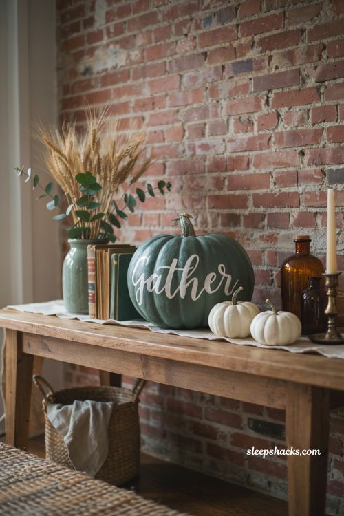 No-carve pumpkin decorating ideas with chalk paint typography pumpkin for elegant farmhouse fall decor