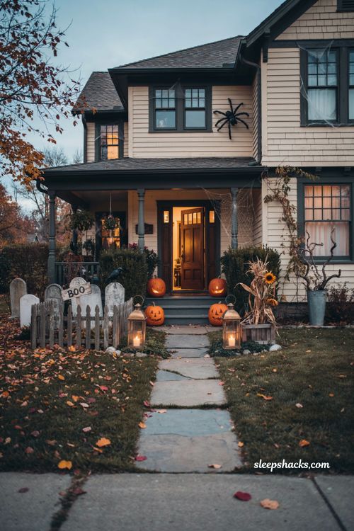 Outdoor Halloween decor front yards spooky ideas
