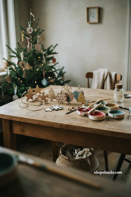 Painted wooden Christmas ornaments craft for kids with handmade keepsake designs