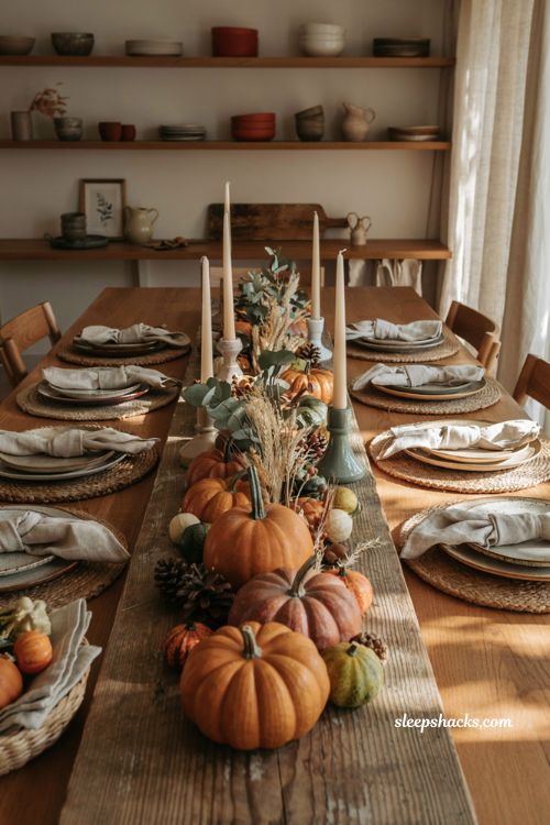 Pumpkin centerpieces fall with a budget friendly dollar store pumpkin table display