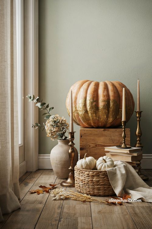 Pumpkin decorating ideas for contest with elegant gold marbled pumpkin for upscale farmhouse fall decor
