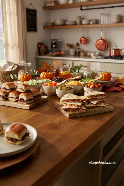 Quesadilla and slider bar dinner ideas for a cozy fall sleepover 