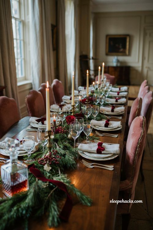 Ralph Lauren Christmas tablescape with natural greenery 