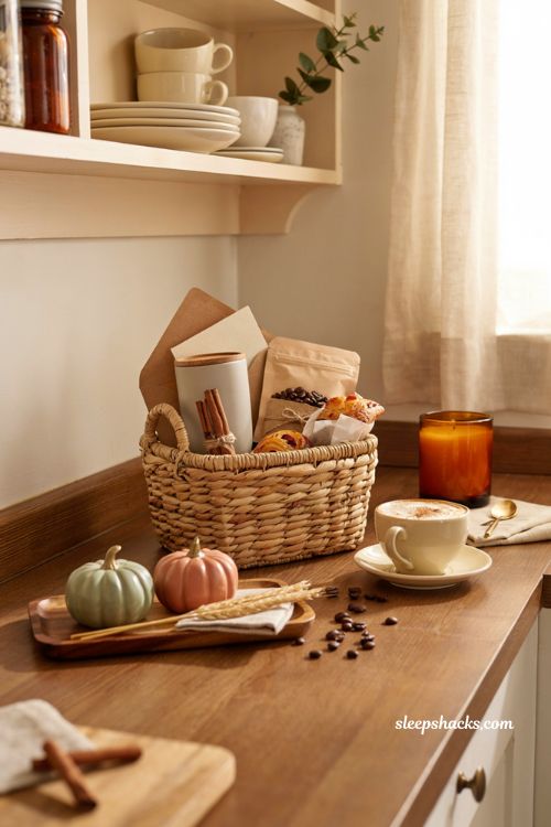 Seasonal coffee shop boo basket ideas for boyfriend with fall coffee gifts