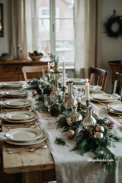 Simple christmas centerpieces for table with mercury glass vases and sparkling winter centerpiece