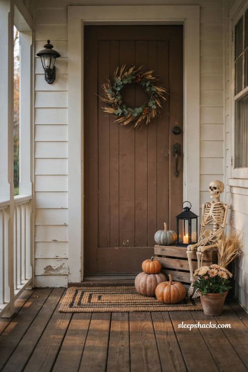 Small scale halloween decor for a cozy porch
