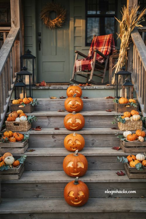 Smiling bat colony pumpkin carving ideas for a cute family friendly Halloween front porch