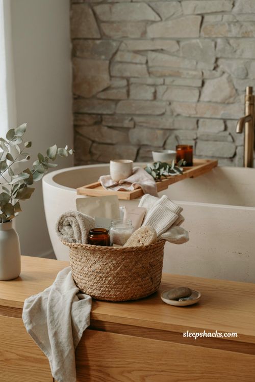 Spa day self care boo basket ideas for girlfriend with bath and cozy gifts