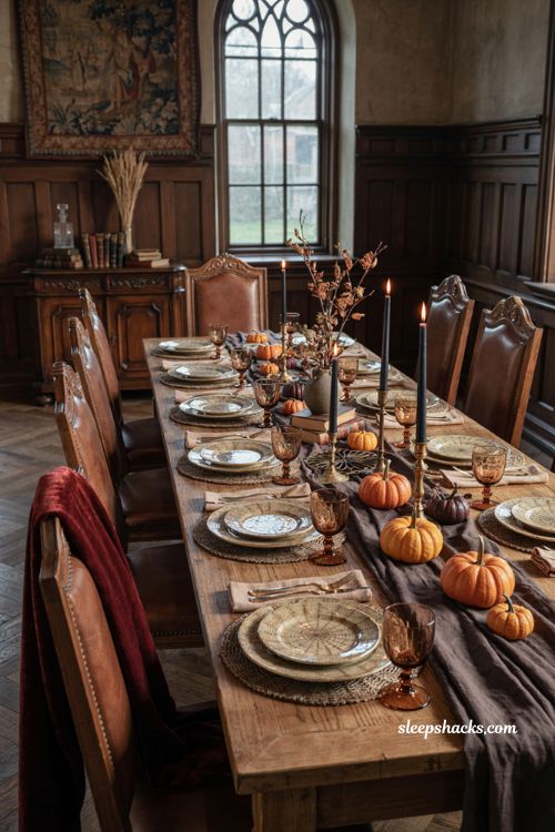 Spiderweb table setting with aged brass details for elegant Halloween decor