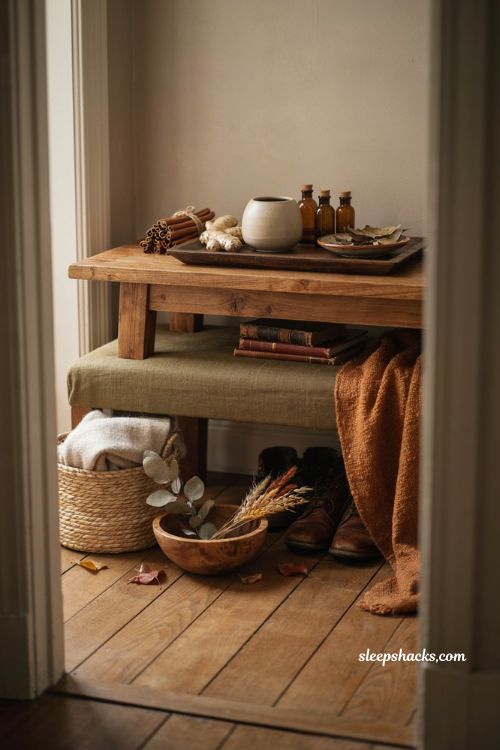 Sweater weather fall diffuser blend with cinnamon ginger patchouli and cozy entryway decor