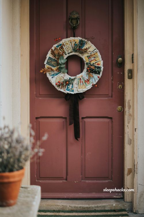 Tarot card wreath vintage gothic Halloween front door decor