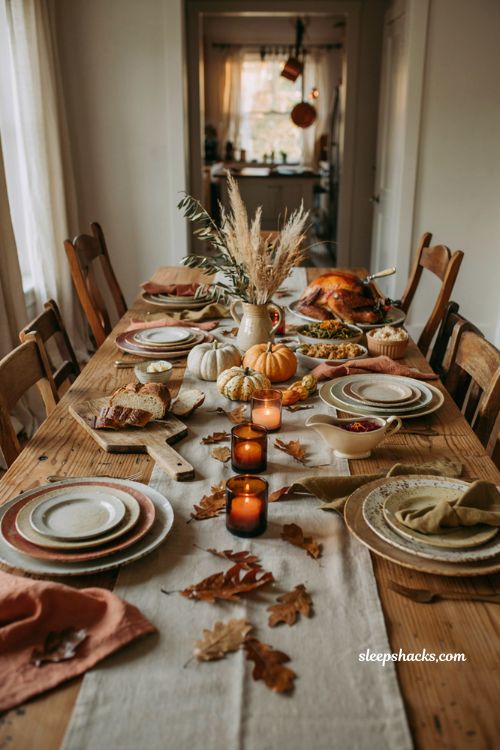Thanksgiving tablescapes with simple cozy fall table decor 