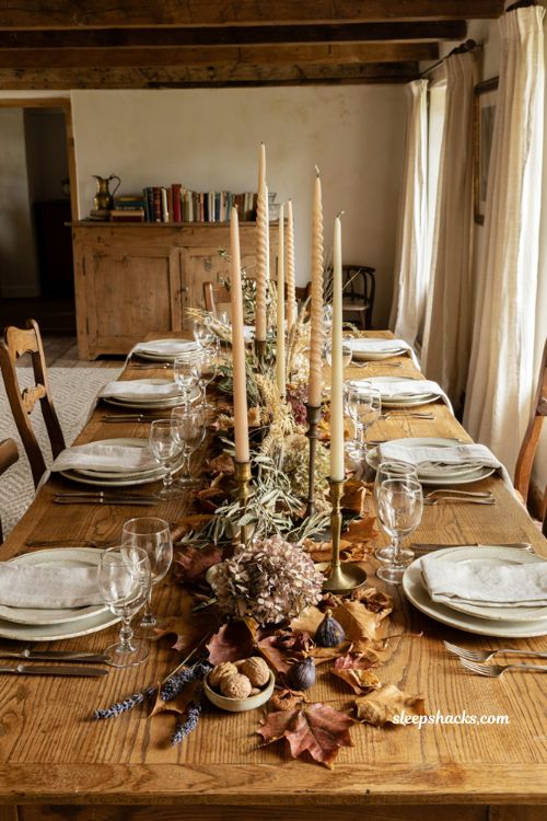 Twisted taper candles with dried florals for an elegant fall table