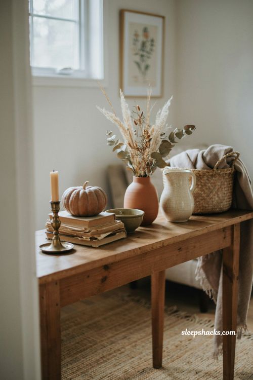 Vintage fall decor mixing thrifted pieces with new seasonal accents