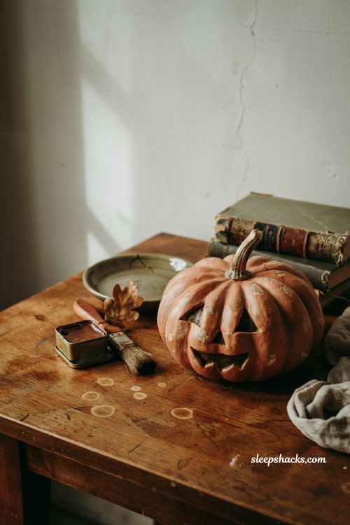 Vintage pumpkin decor with dark wax antique finish