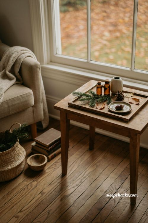 Walk through the leaves fall diffuser blend with sandalwood fir and cozy woodland decor