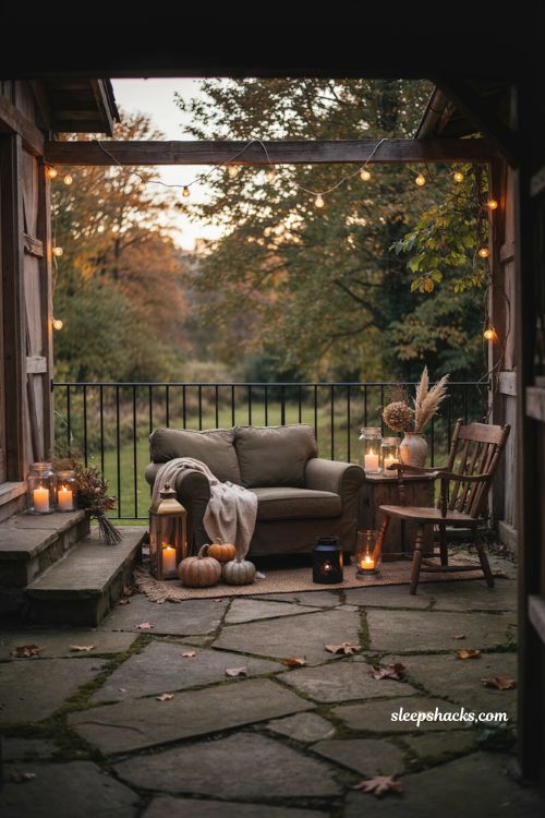 Warm layered string lighting for patio halloween decorating
