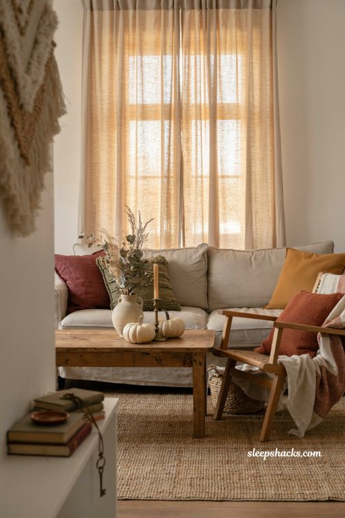 Warm tone boho fall pillow covers in burgundy olive mustard and rust neutral living room