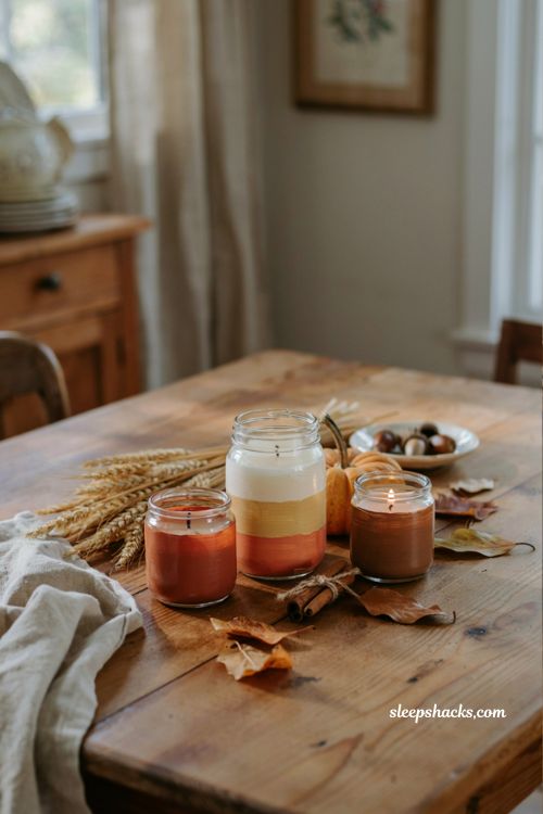 Wheat bundle mason jar centerpiece with simple rustic fall table decor