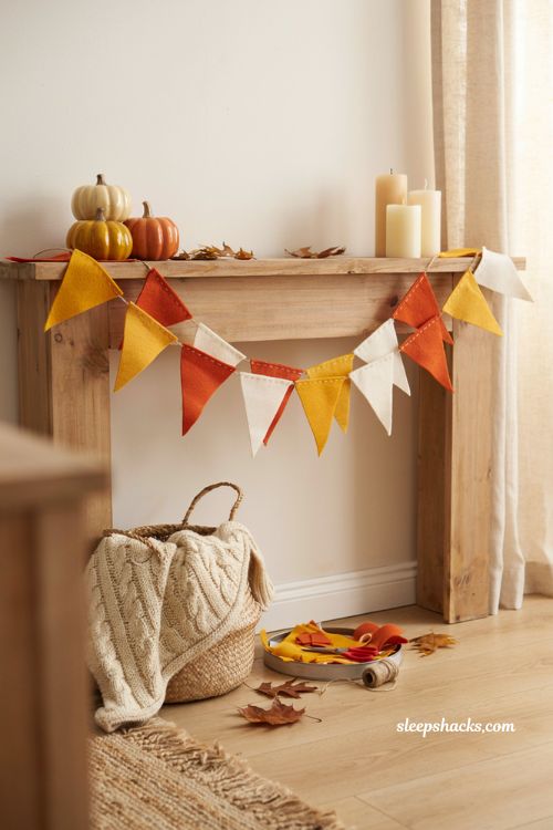 candy corn bunting garland for playful fall diy home decor