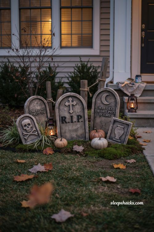 cheap diy foam tombstones for halloween graveyard yard decor