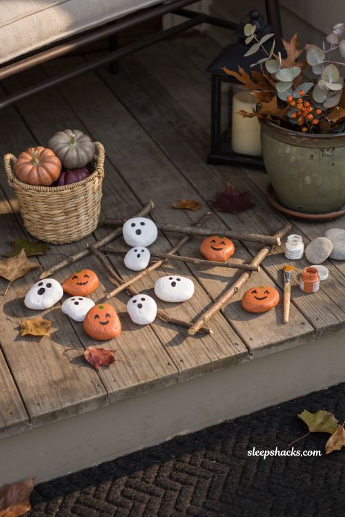 cheap diy painted rock tic tac boo halloween porch game