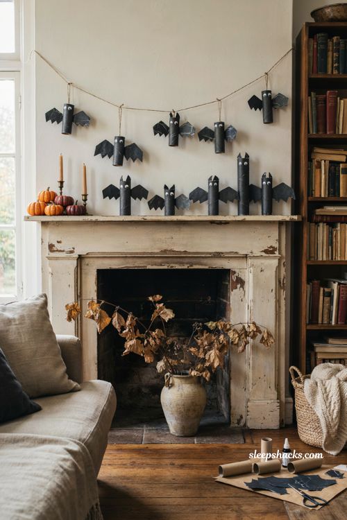 cheap diy toilet paper roll bats for halloween decor