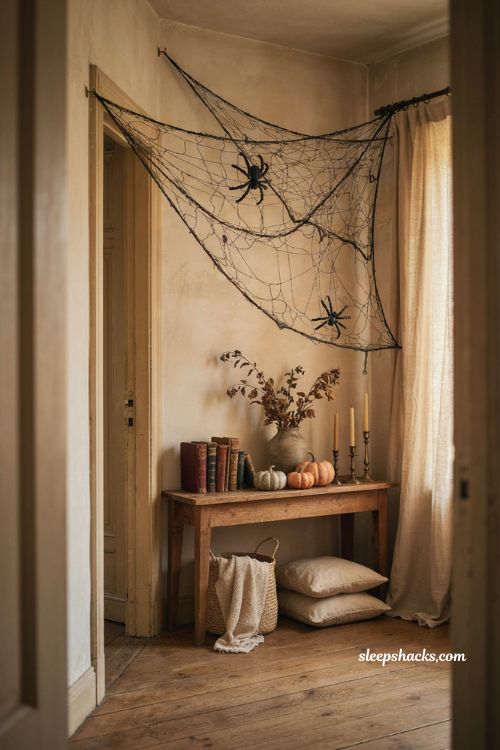 cheap diy yarn spider web decoration for halloween