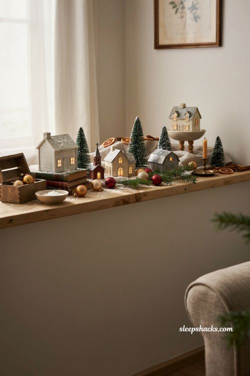 christmas village display ideas diy easy cozy shelf decor
