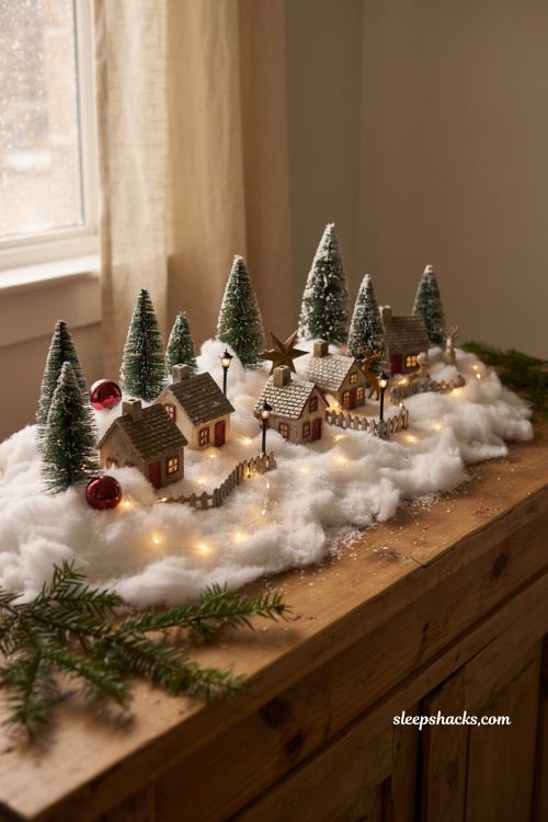 christmas village display ideas diy with epsom salt snow texture