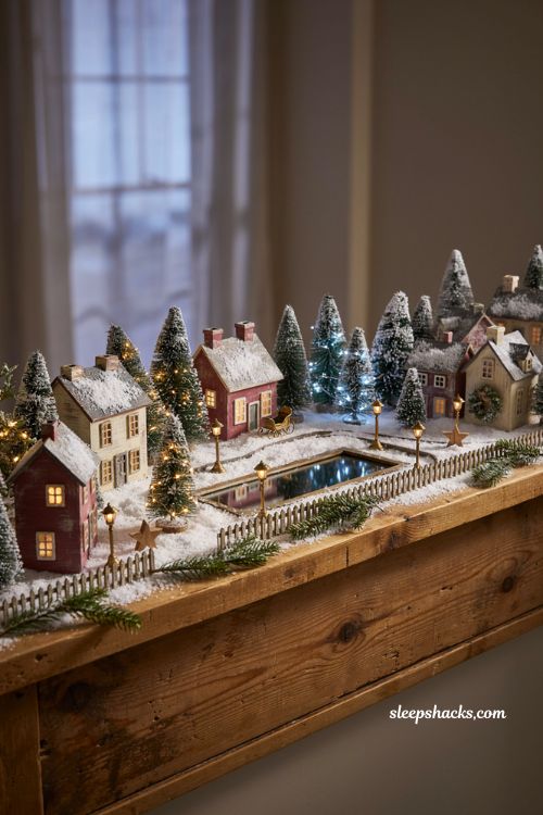 christmas village display ideas diy with warm and cool lights