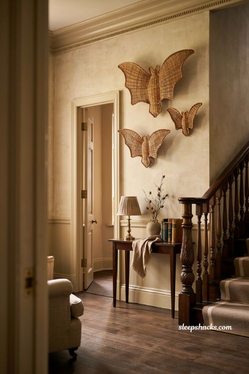 classy halloween decor with rattan bat wall accents and natural texture